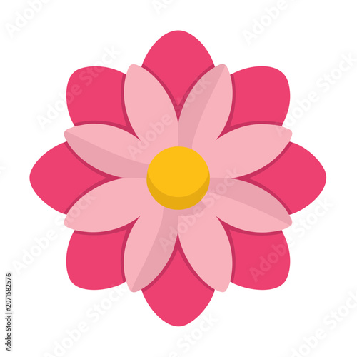 Pink flower flat vector illustration
