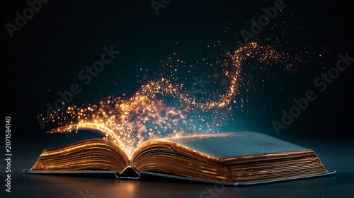 open book with glowing lights