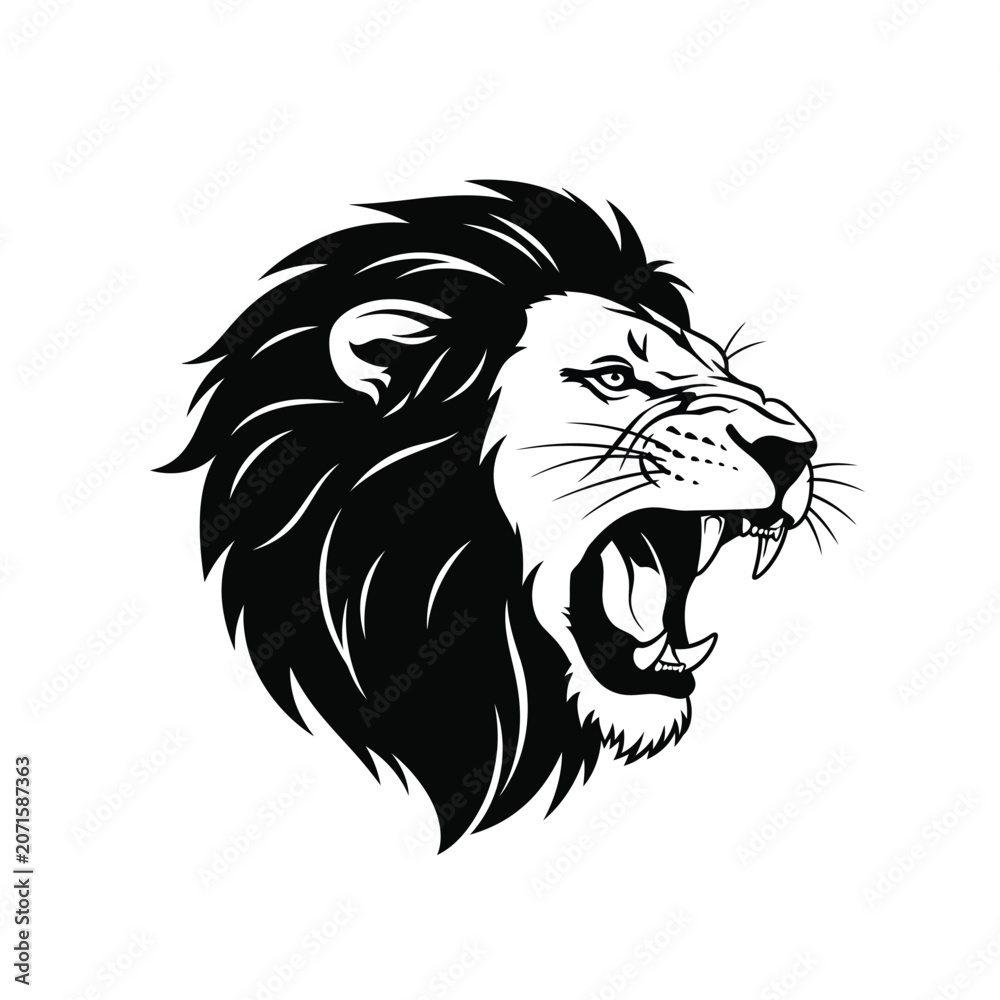 Fototapeta premium Roaring Lion Head Mascot Logo