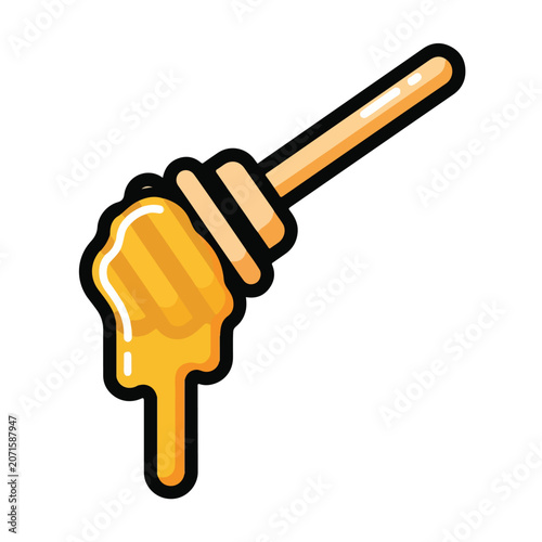 A honey dipper with dripping honey