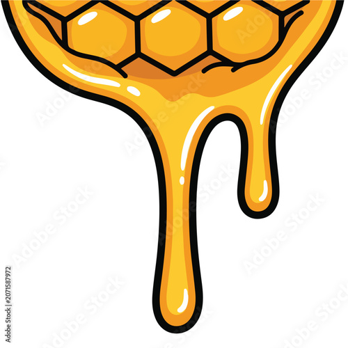 A honeycomb dripping with golden honey