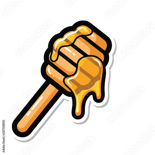 A honey dipper with honey