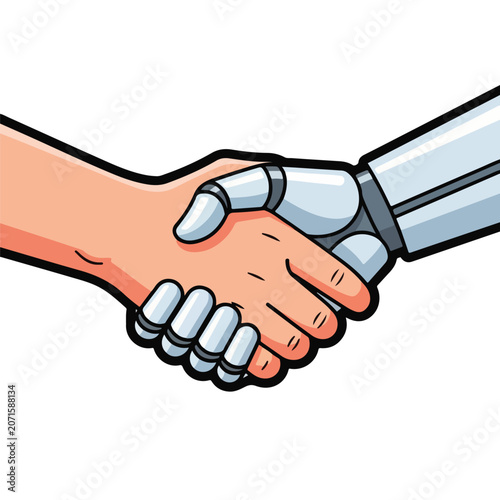 A human and robotic hand shaking