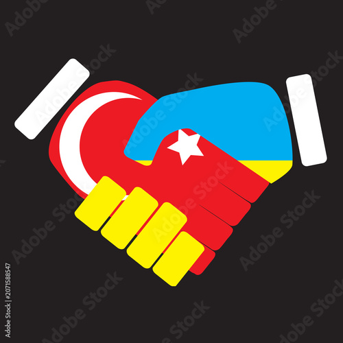 Symbol sign handshake Turkey and Ukraine