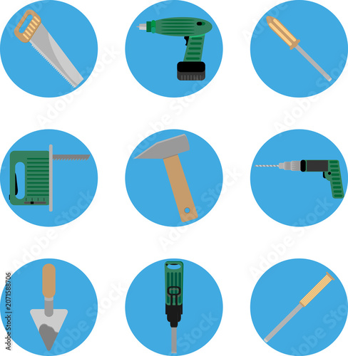 Icon construction tools set illustration