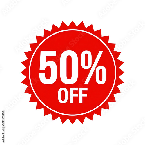 Red 50% Off Sale Badge Transparent Background