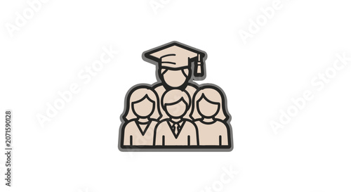 Graduation Cap on Group of People.