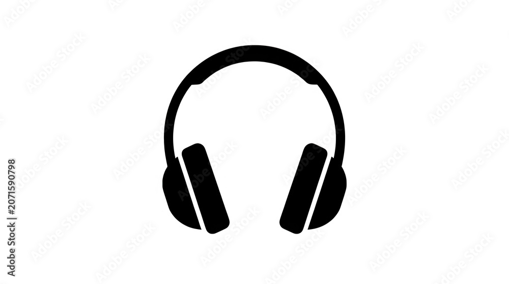 Fototapeta premium White Line Headphone Outline Transparent Background