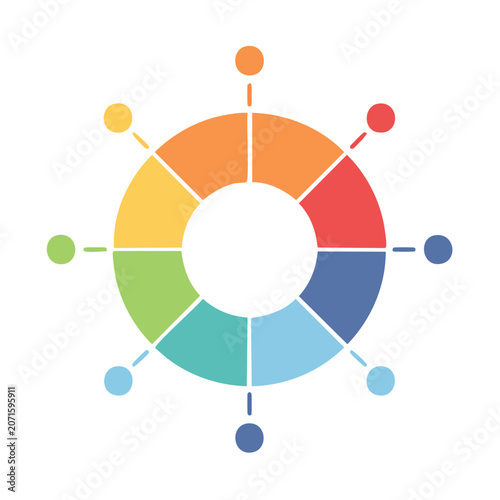 Flat Color Wheel Diagram with Segments and Pointers