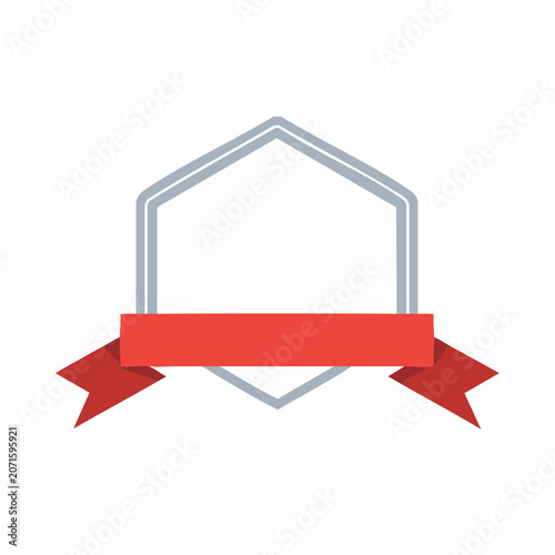 Flat Design Award Badge with Red Ribbon
