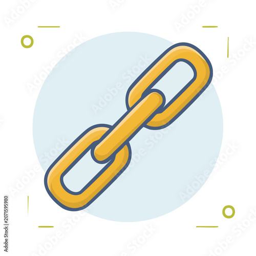 Flat icon of a chain link on transparent background