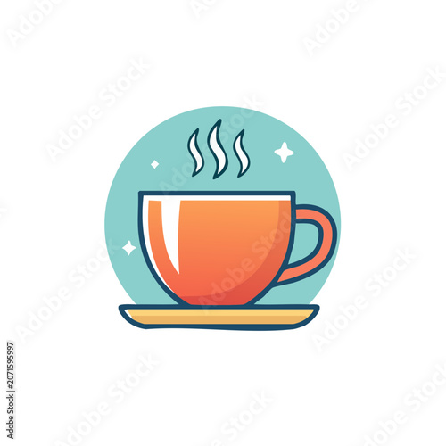 Flat illustration of a coffee cup with steam