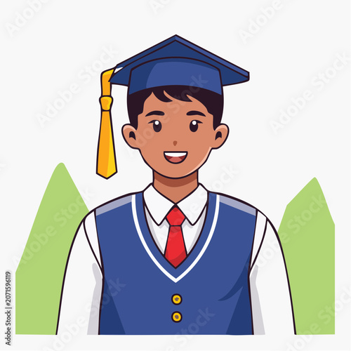 Happy student in graduation cap and gown