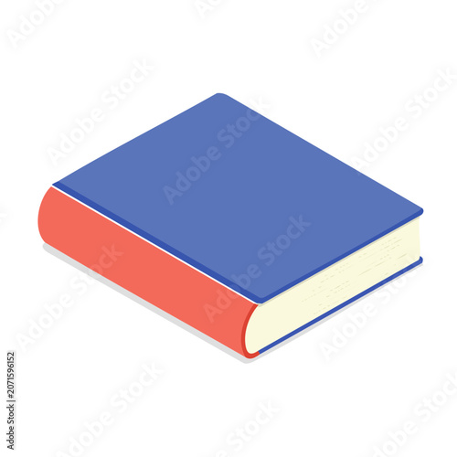 Isometric book with blue cover and red spine