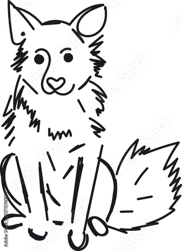 Outline Dog Portrait. Minimalist Abstract Domestic Animal Portrait. Funny Cute Loyal Friend. Line Art Dog Animal Character Brush Stroke Sketch. Ink Logo Design.  Coloring Book Print Template. 