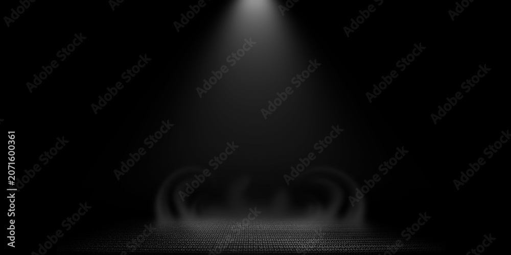 Naklejka premium featuring a central overhead spotlight beam reflecting onto a textured floor surface