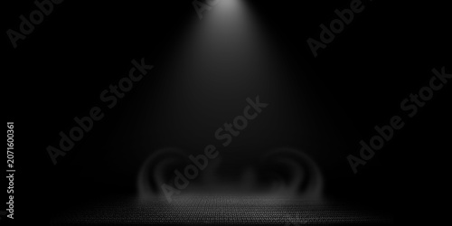 featuring a central overhead spotlight beam reflecting onto a textured floor surface