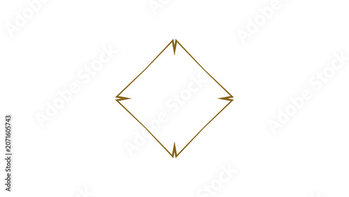 8K Minimalist Gold Geometric Diamond Frame Line Art Transparent Overlay PNG