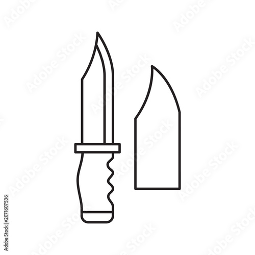 Hunting knife and sheath line icon