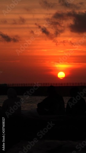 Sunset at Kelan Beach Bali with Airplane Landing at Ngurah Rai Airport