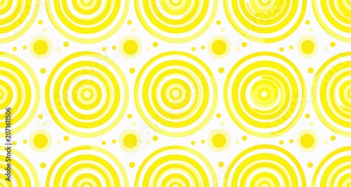 Summer background circle stripe pattern seamless yellow and white.
