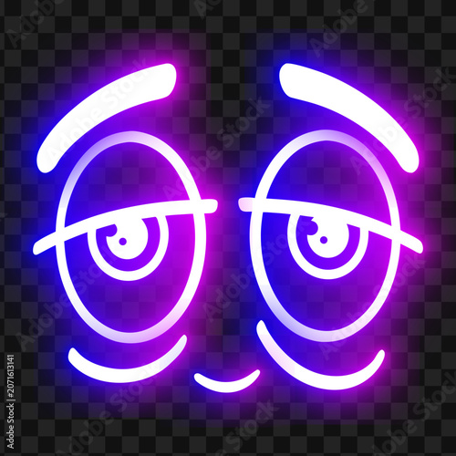 Sleepy eyes graphic illustration in neon style with exhausted expression illustration minimalist