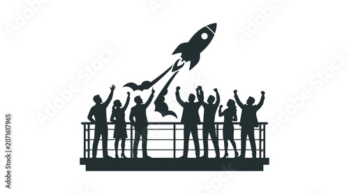 Photos Business Team Rocket Launch Silhouette Vector Illustration