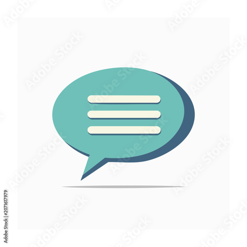 Flat design speech bubble icon with three lines