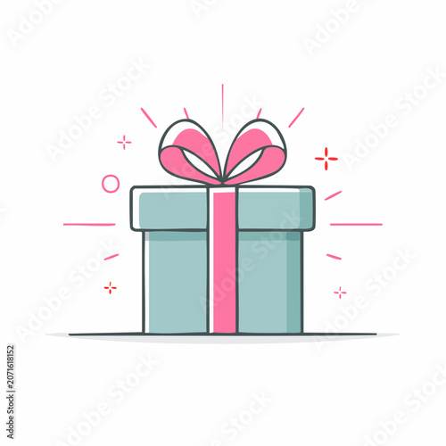 Gift Box with Pink Ribbon and Sparkles