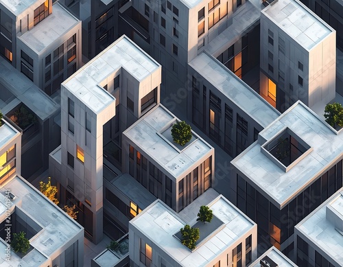 Modern cityscape with sleek buildings architecture.