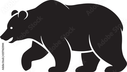 Black Bear Silhouette Vector Illustration Isolated on White Background