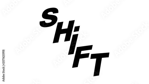 Shift word typography graphic with black bold letters arranged diagonally for creative design projects