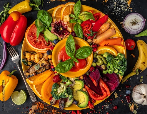 Vibrant Vegetable Platter with Herbs.