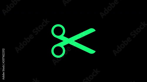 Cutting Tool Scissors Animation And Edit Cut Symbol Green Loop Transparent Background Alpha Channel