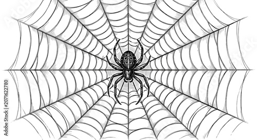Foto Intricate spider web and spider