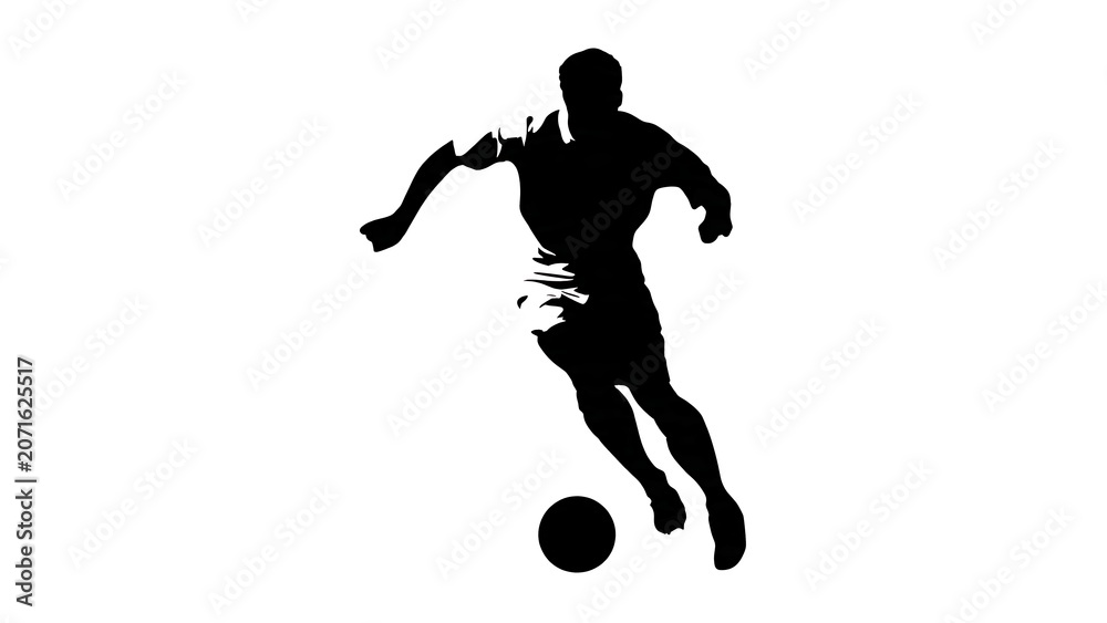 Fototapeta premium Black silhouette of a person running in motion.