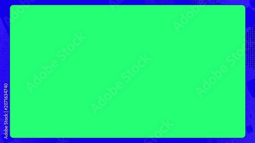 Animated Blue Frame Border with Green Screen Background Slow Motion Loop for News and Tech