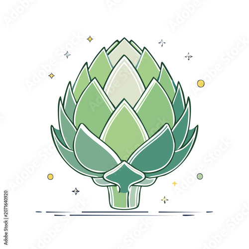 Flat illustration of an artichoke with transparent background