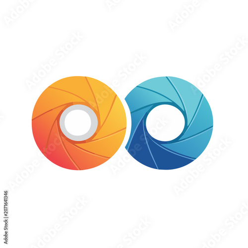 Camera lens aperture icons in flat design