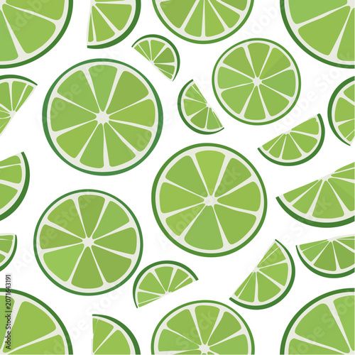 Seamless lime slice pattern vector illustration