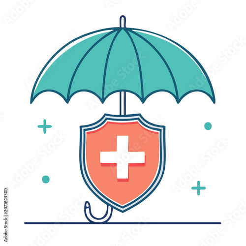 Umbrella Shielding Medical Cross Icon