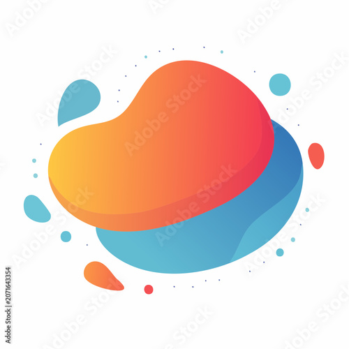 Abstract fluid shapes with gradient colors on white background