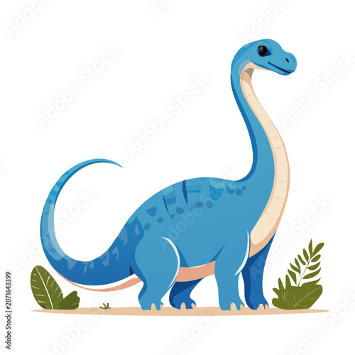 Blue Brachiosaurus Dinosaur Vector Illustration