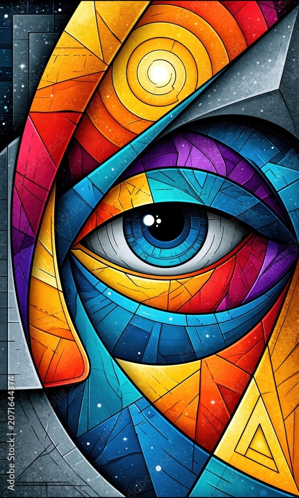Fototapeta premium Vivid abstract eye design showcasing intricate colorful patterns