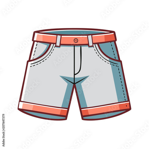Flat illustration of casual shorts with pockets