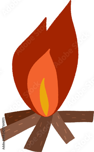 Warm campfire with logs bonfire illustration