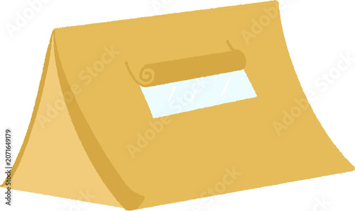 Simple brown camping tent with window illustration