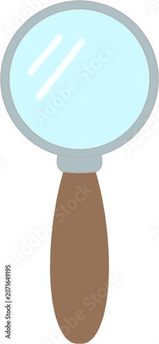 Simple magnifying glass with wooden handle illustration
