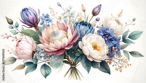 Colorful spring bouquet with tulips and buttercups.