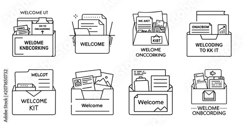 Flat design icons for document folders and files - Colorful flat icons showing folders, documents, and file types in a clean, organized layout for web or app design projects.